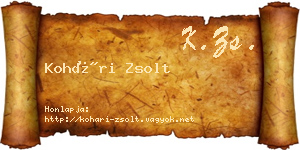 Kohári Zsolt névjegykártya